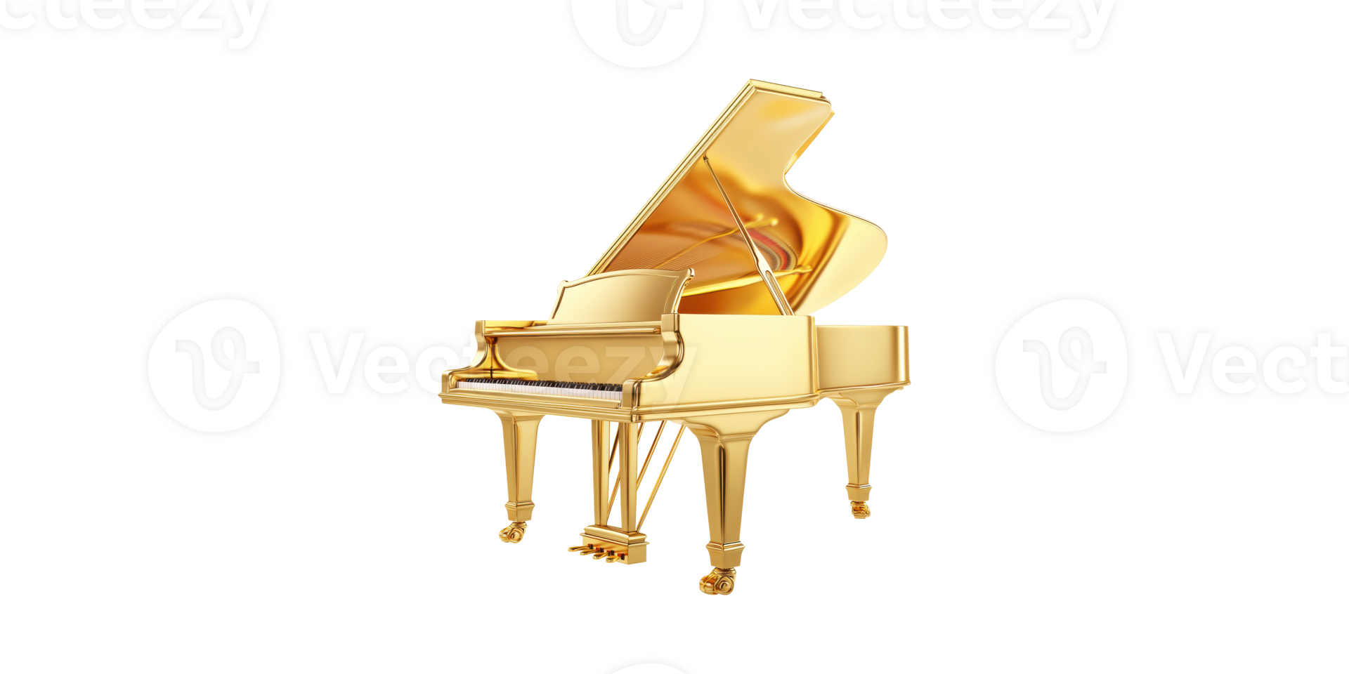 Golden Grand Piano. Luxury And Elegance In Musical Instruments Isolated On Transparent Background png