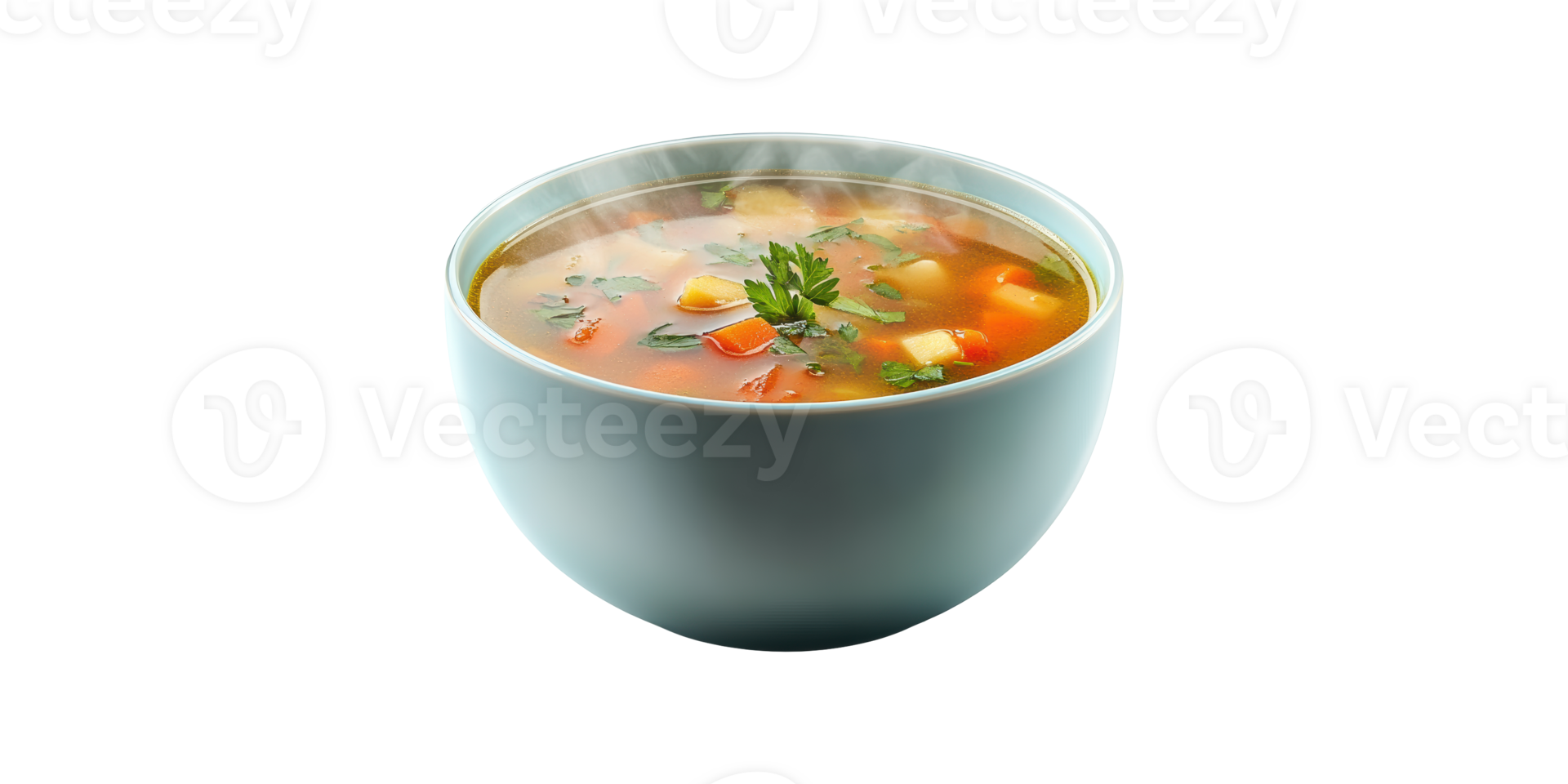 Steaming Bowl Of Vegetable Soup. Warm And Nutritious Comfort Food Isolated On Transparent Background png