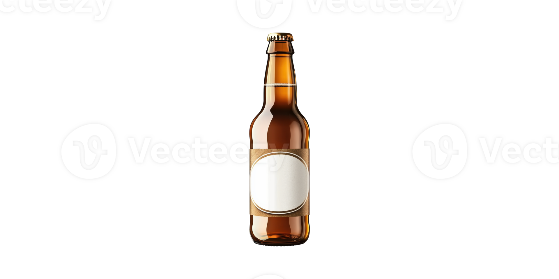 Brown Glass Beer Bottle With Blank Label. Ideal For Branding And Packaging Design Isolated On Transparent Background png