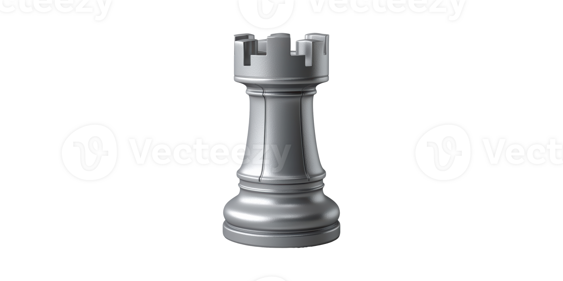 Silver Chess Rook Piece. Symbol Of Strategy And Defense In Chess Game Isolated On Transparent Background png
