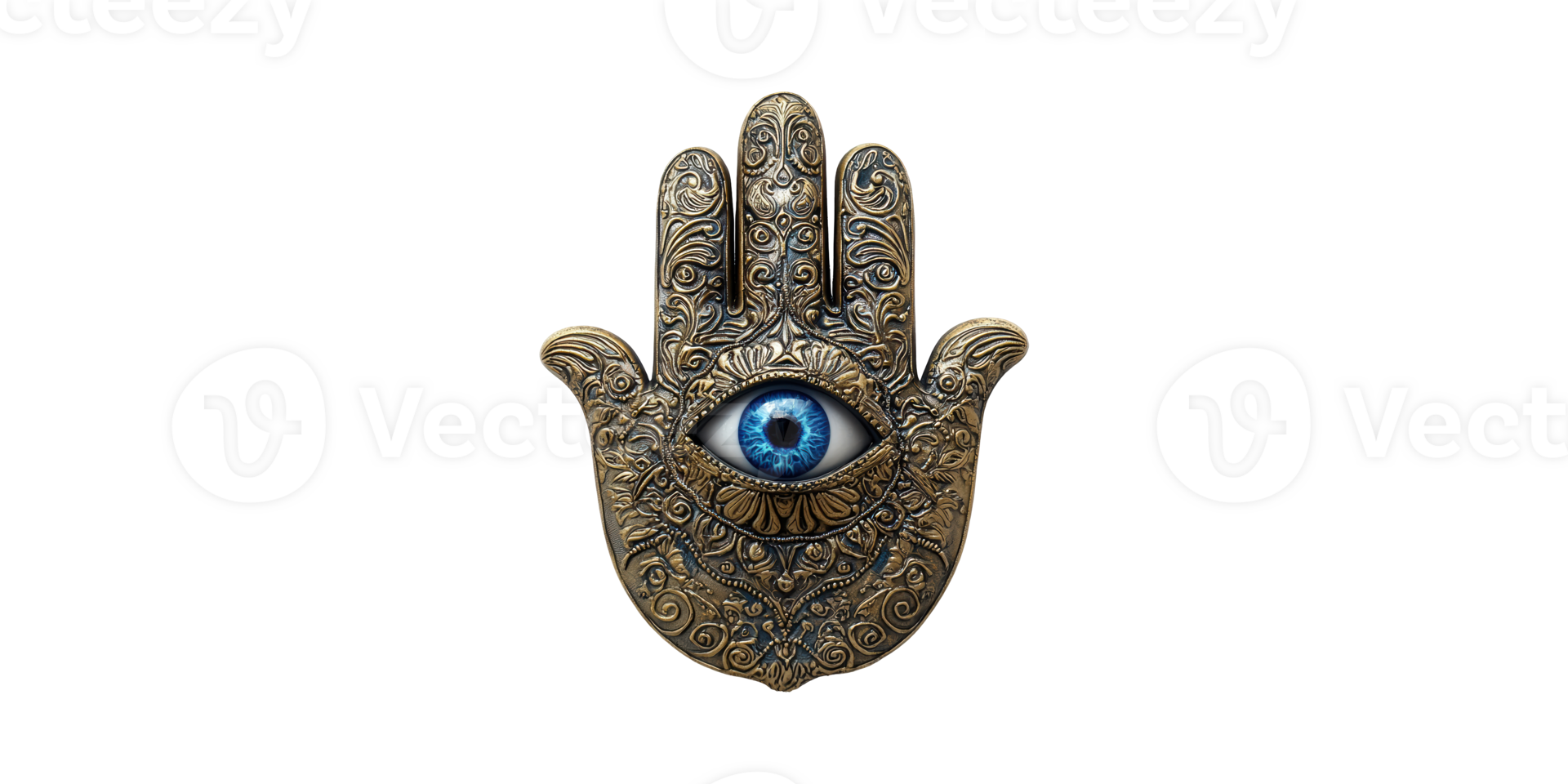 Hamsa Hand With Blue Eye Symbol. Protection And Spirituality In Ornate Design Isolated On Transparent Background png