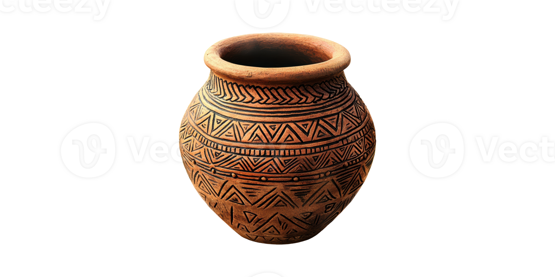 Handcrafted Clay Pot With Tribal Patterns. Traditional Artistry And Cultural Heritage Isolated On Transparent Background png