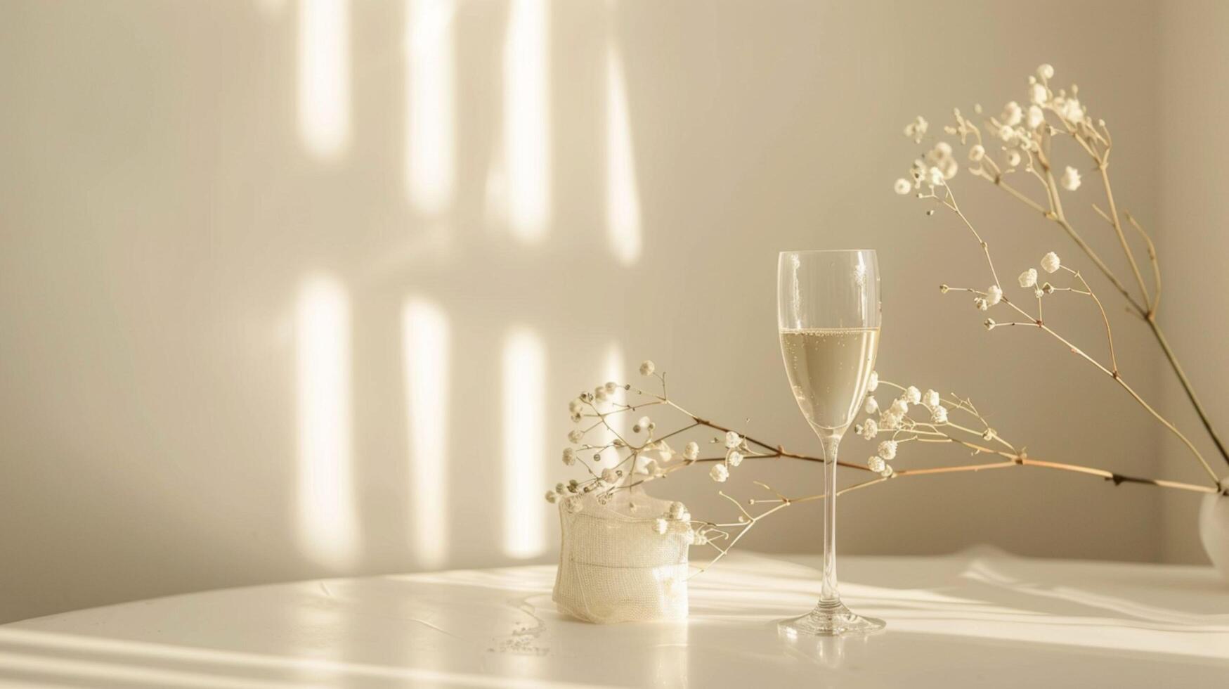 Celebrate with crystal champagne glasses on a festive table photo