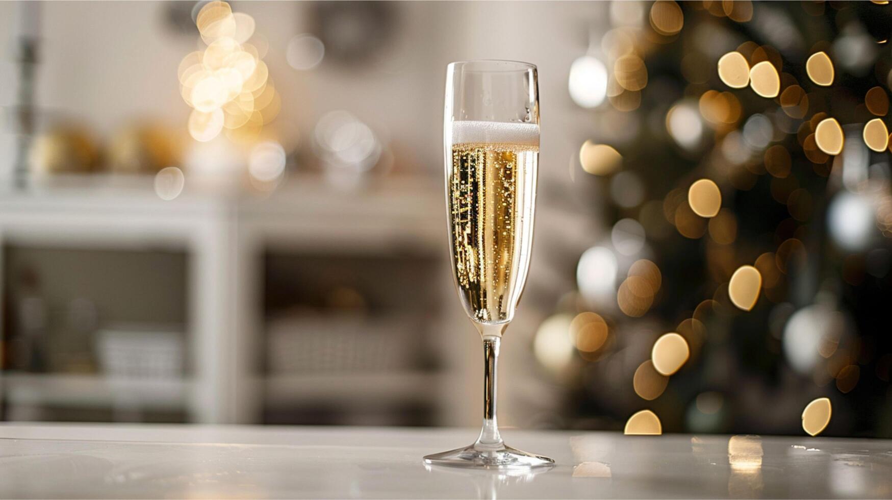 Two festive gold glasses of champagne ready for a New Year's Eve celebration toast photo