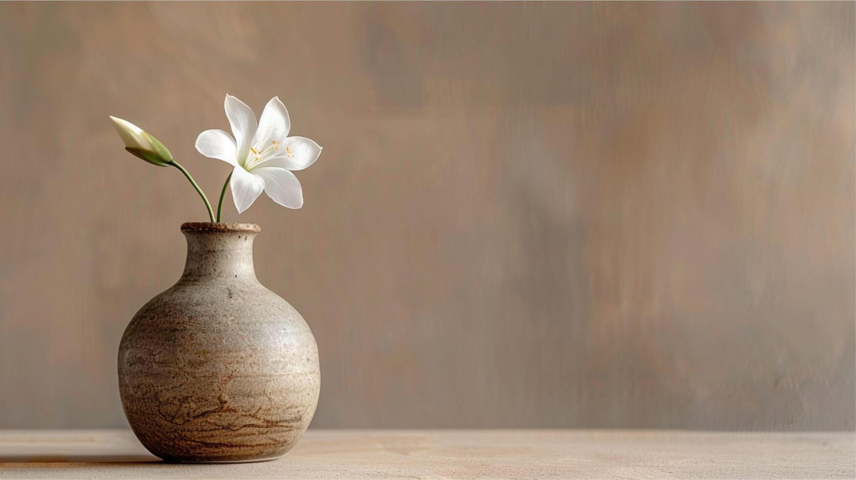 A beautiful white flower in a vase decorating a table, bringing nature's spring beauty indoors photo