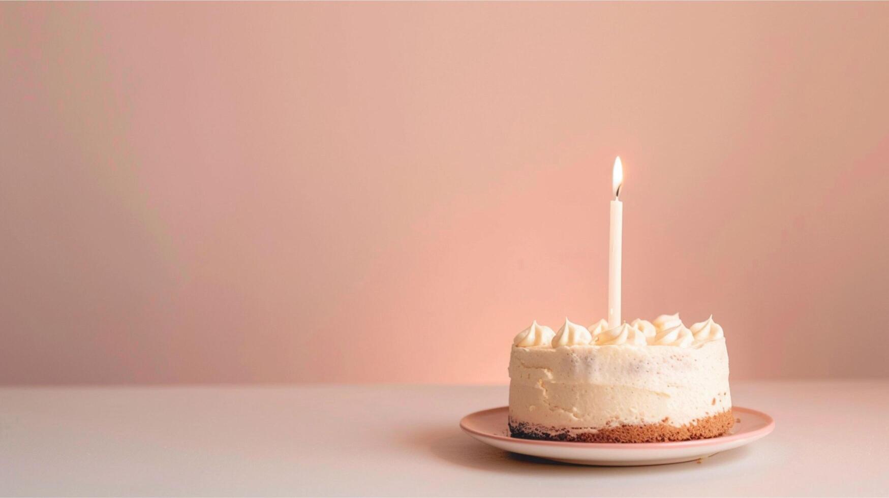 A delicious chocolate birthday cake with pink frosting and lit candles is ready for a fun celebration photo