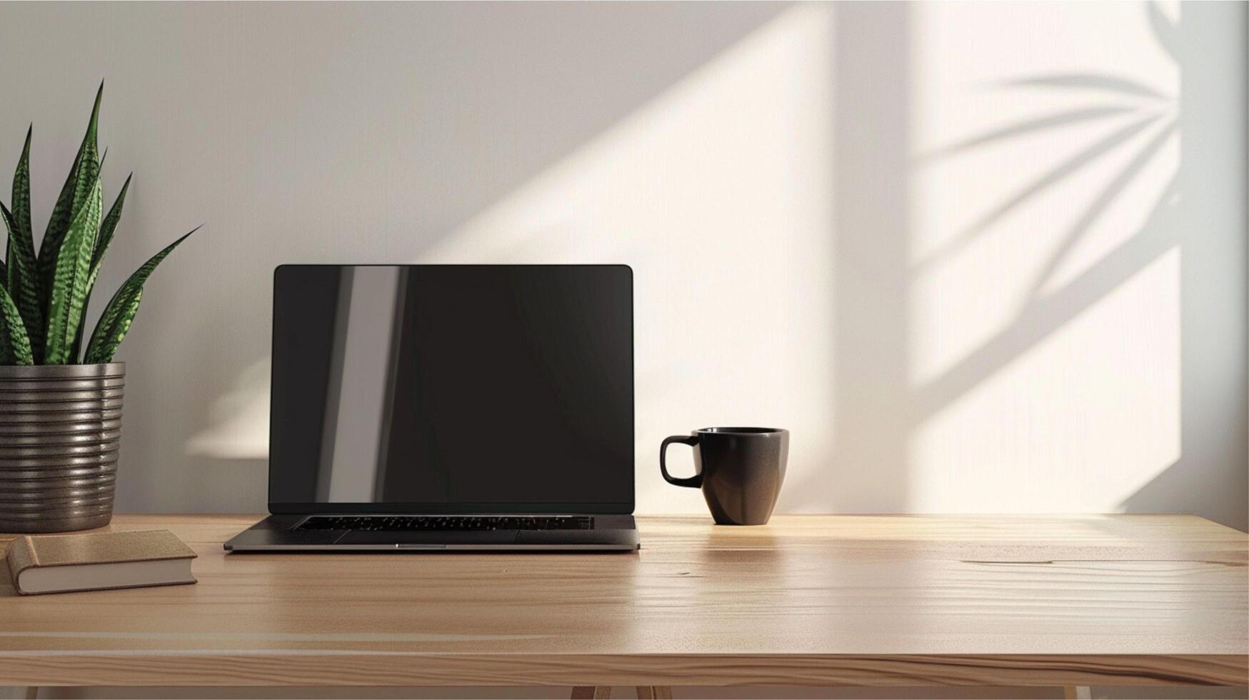 A modern office interior with an empty desk, computer, and ergonomic chair, ready for business and technology work photo