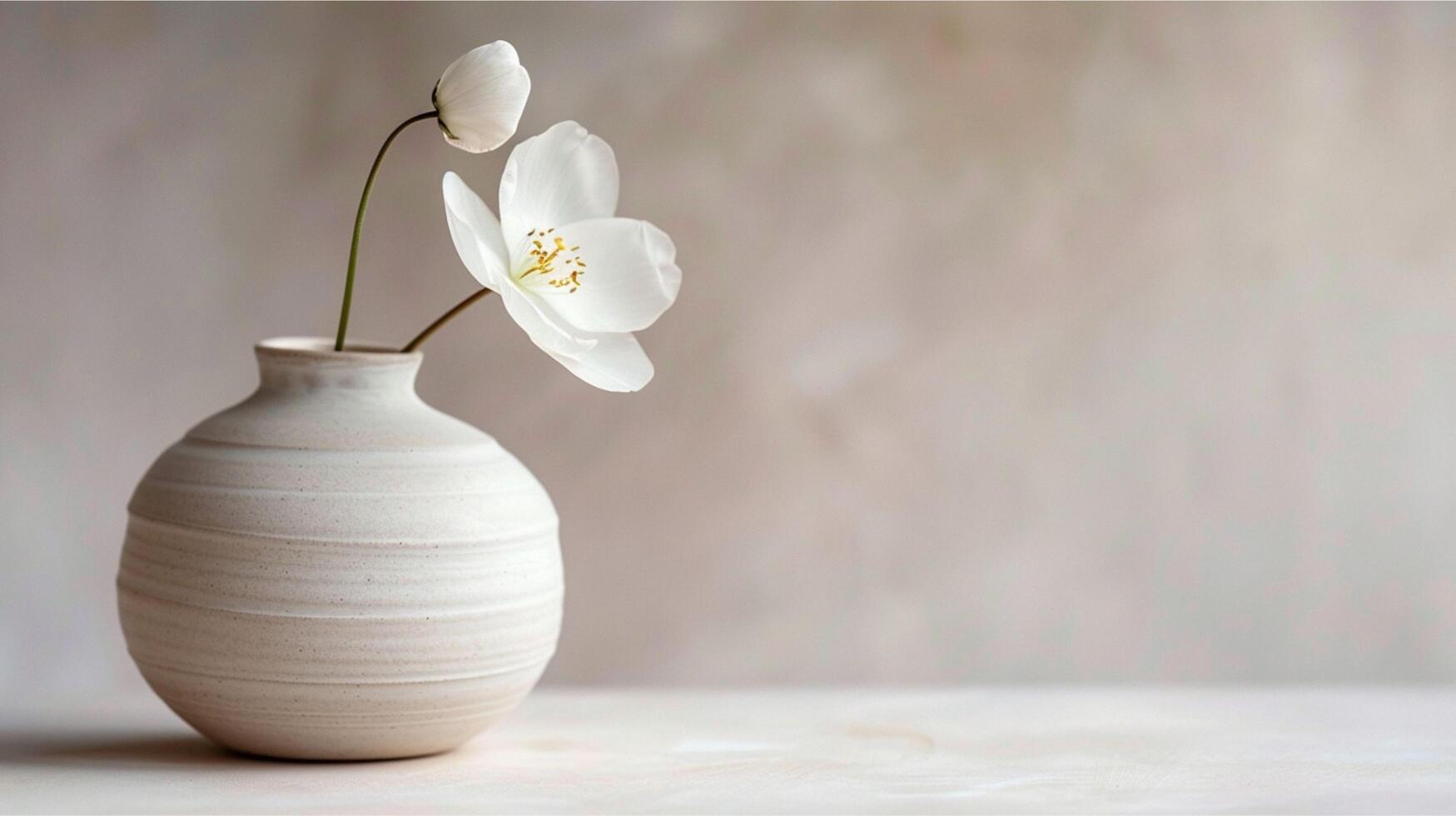 White orchid in glass vase, beautiful spring still life photo