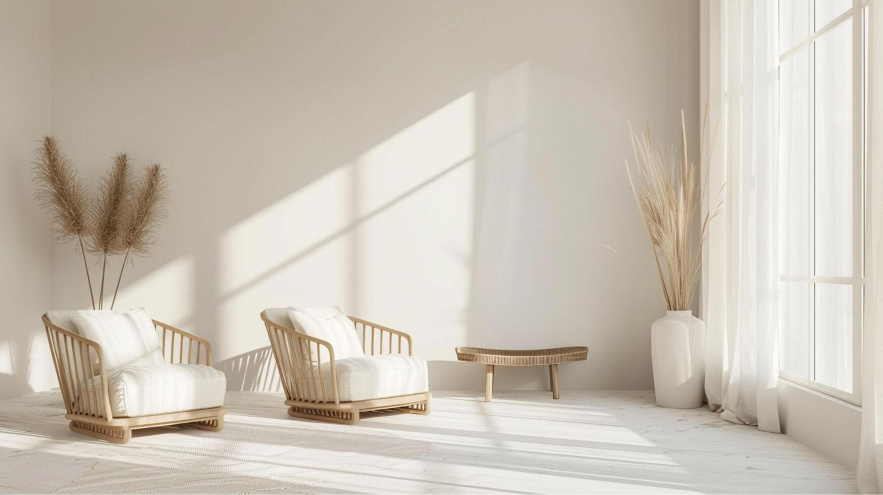 Modern home interior with white furniture, comfortable sofa, and elegant decor photo