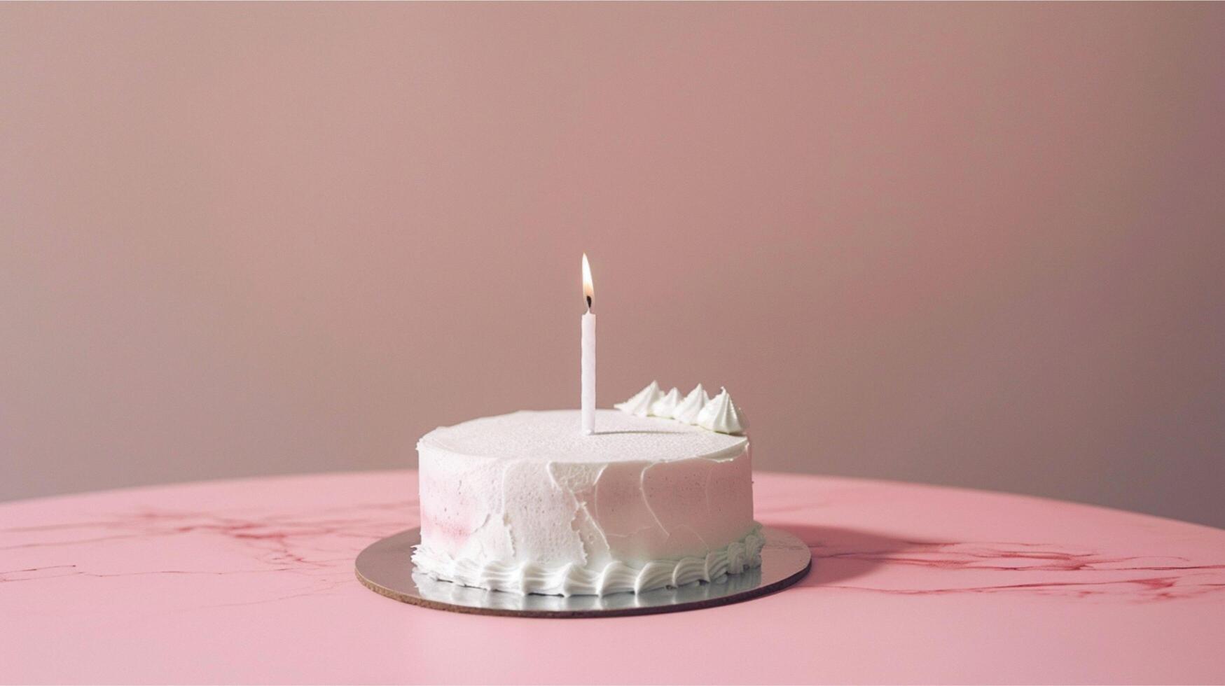 Birthday cake or cupcake with lit candles, sweet dessert for a party celebration photo