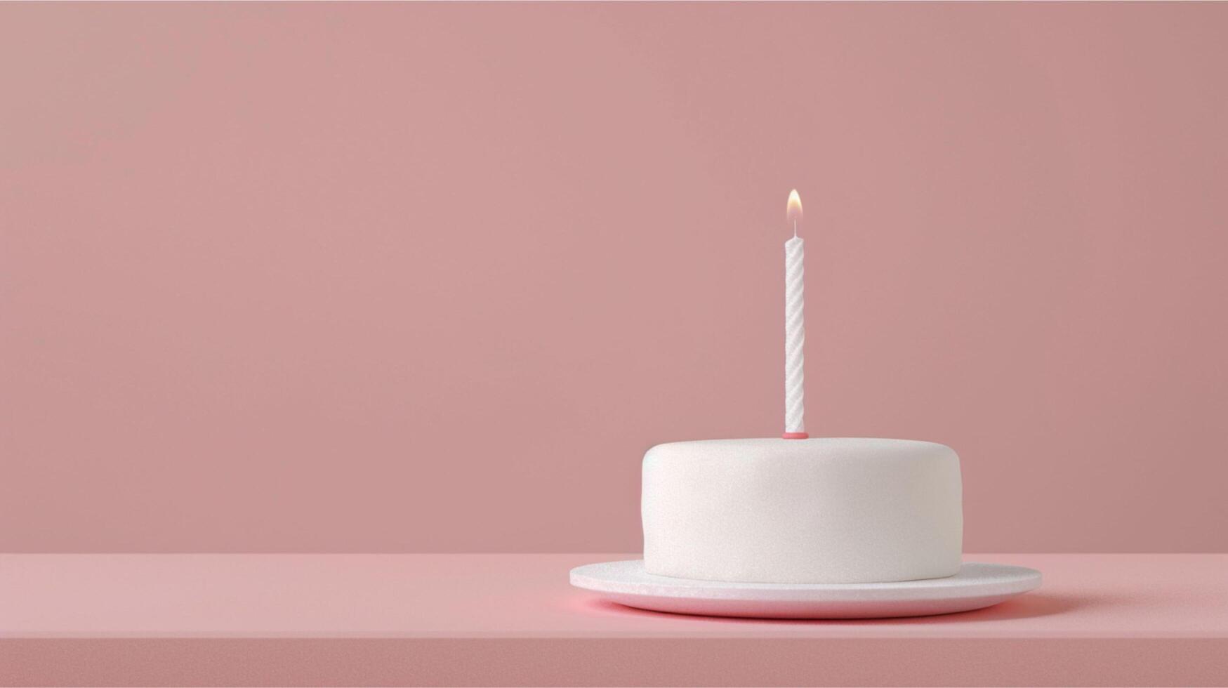 single lit candle casts a warm glow on a festive birthday cake, symbolizing celebration and sweet memories photo