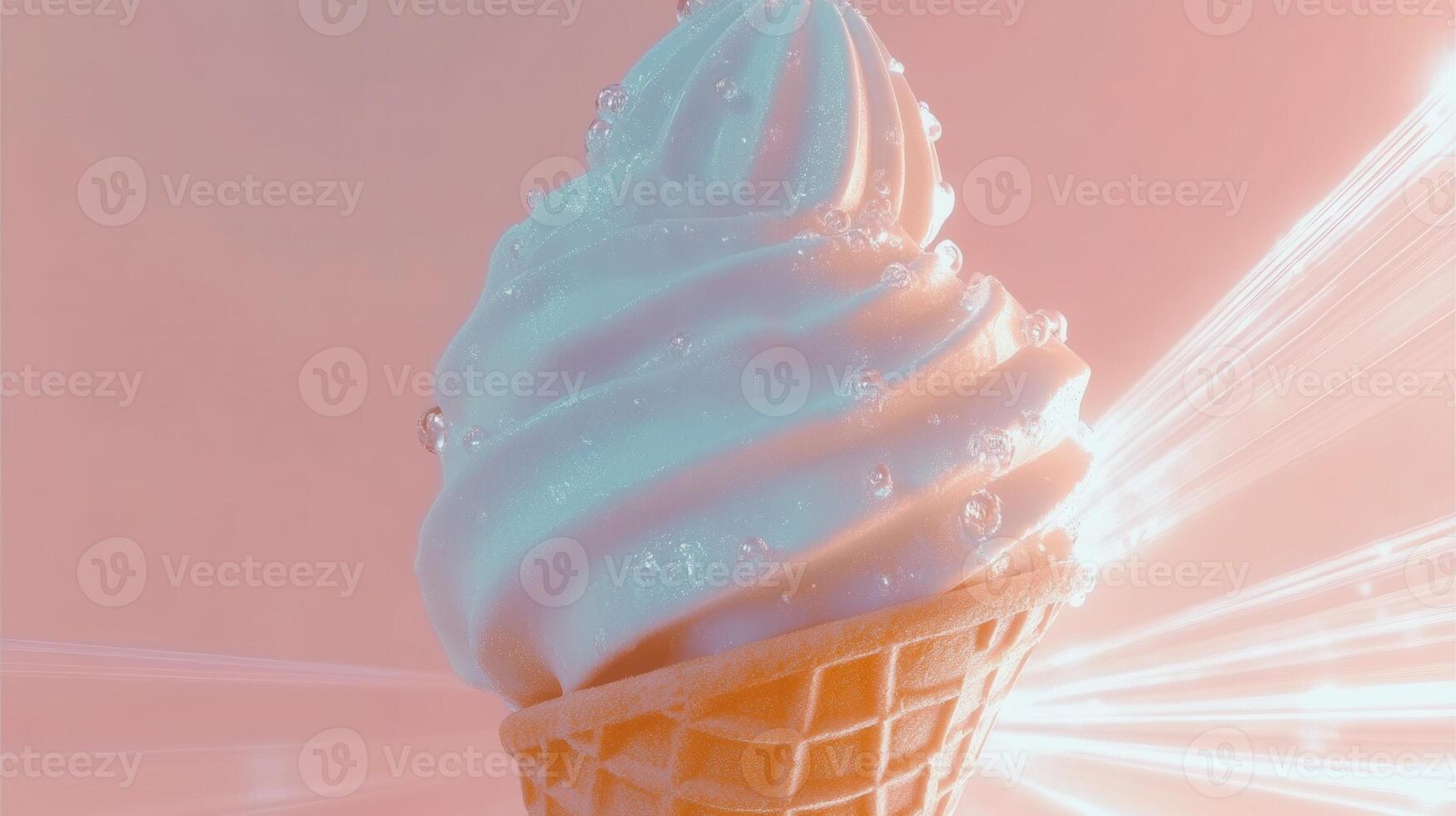 with soft serve ice cream topped Creamy chocolate sprinkles sits in a crispy waffle cone, a refreshing summer treat photo