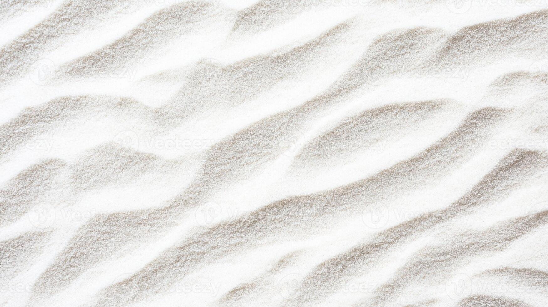 Smooth waves pristine white sand create a serene textured background, perfect for evoking tranquility and summer vibes photo
