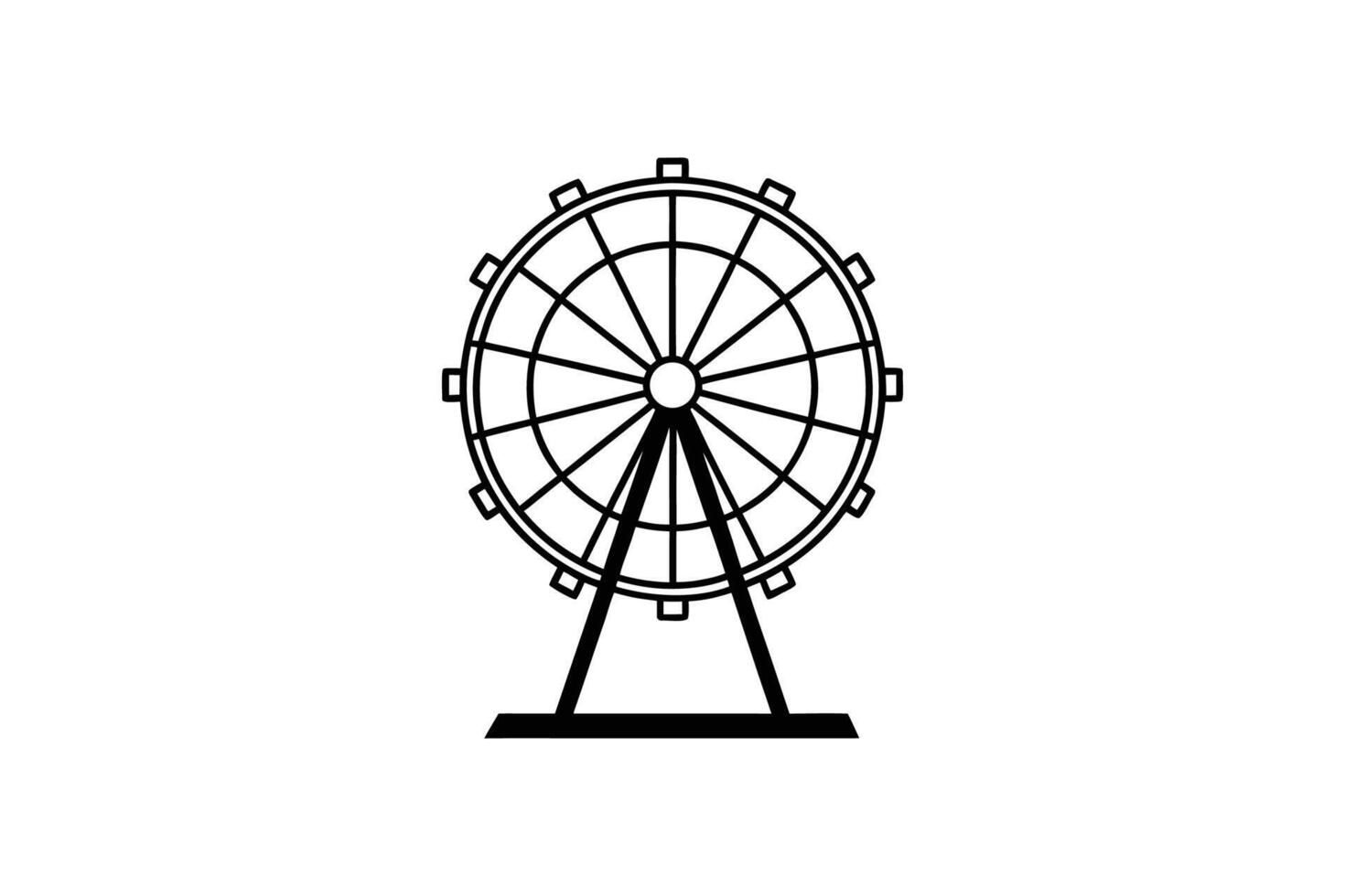 Ferris Wheel Icon in Black and White Simple Design with a Silhouette Style on a White Background silhouette vector