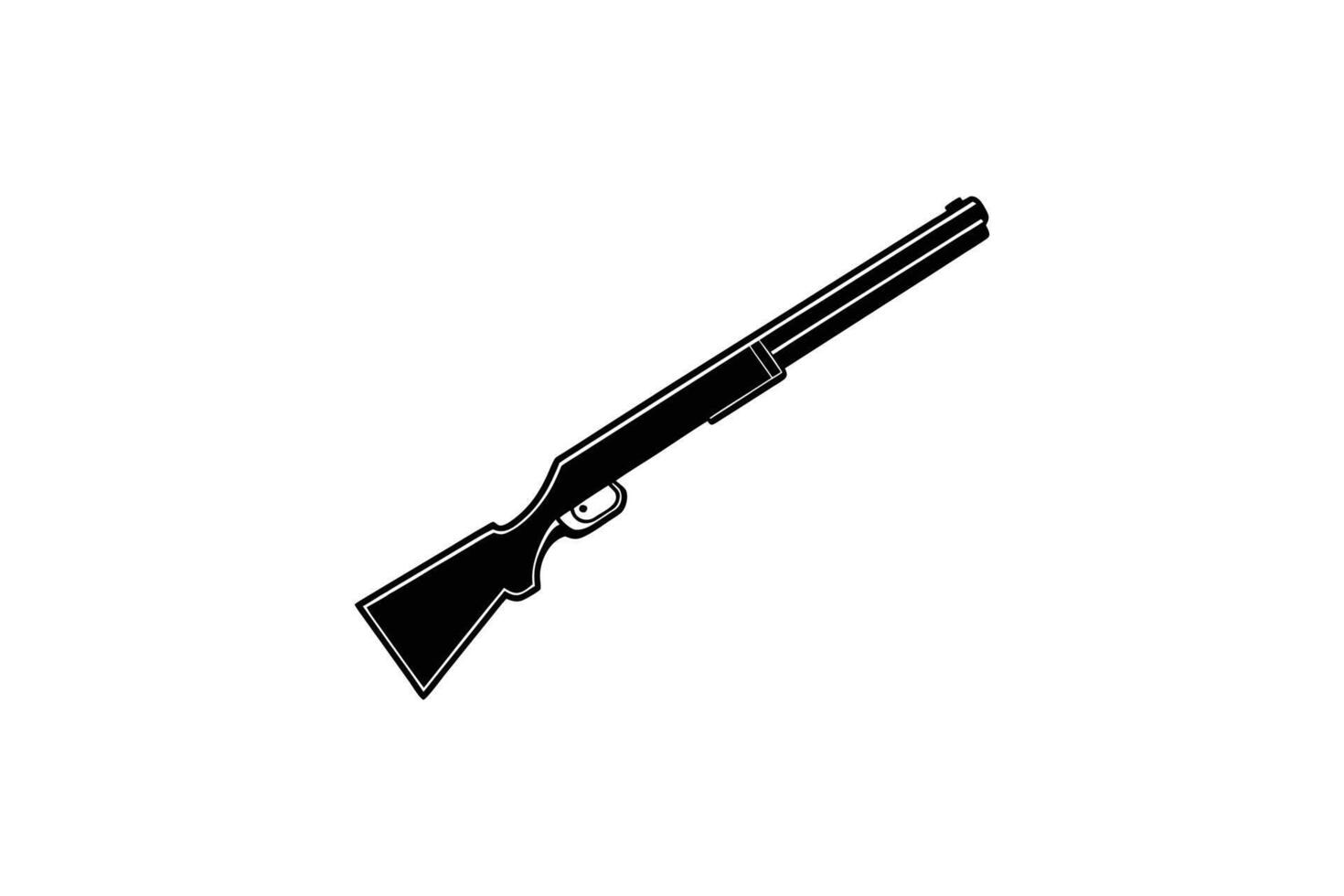 Sleek Black Shotgun Illustration on White Background Depicting Hunting and Firearms Presented in a Clean Silhouette Style silhouette vector