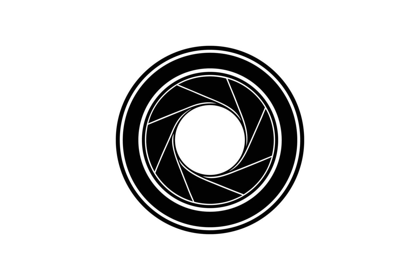 Camera Lens Aperture Icon with Blades Photography Equipment and Focus Mechanism in Black and White Silhouette vector