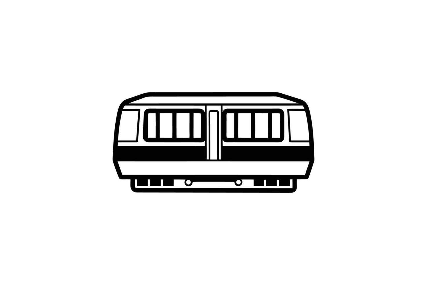 Modern Monorail Train Car Icon in Black and White Transportation System Public Transit Minimalist Design Clean Lines Silhouette vector