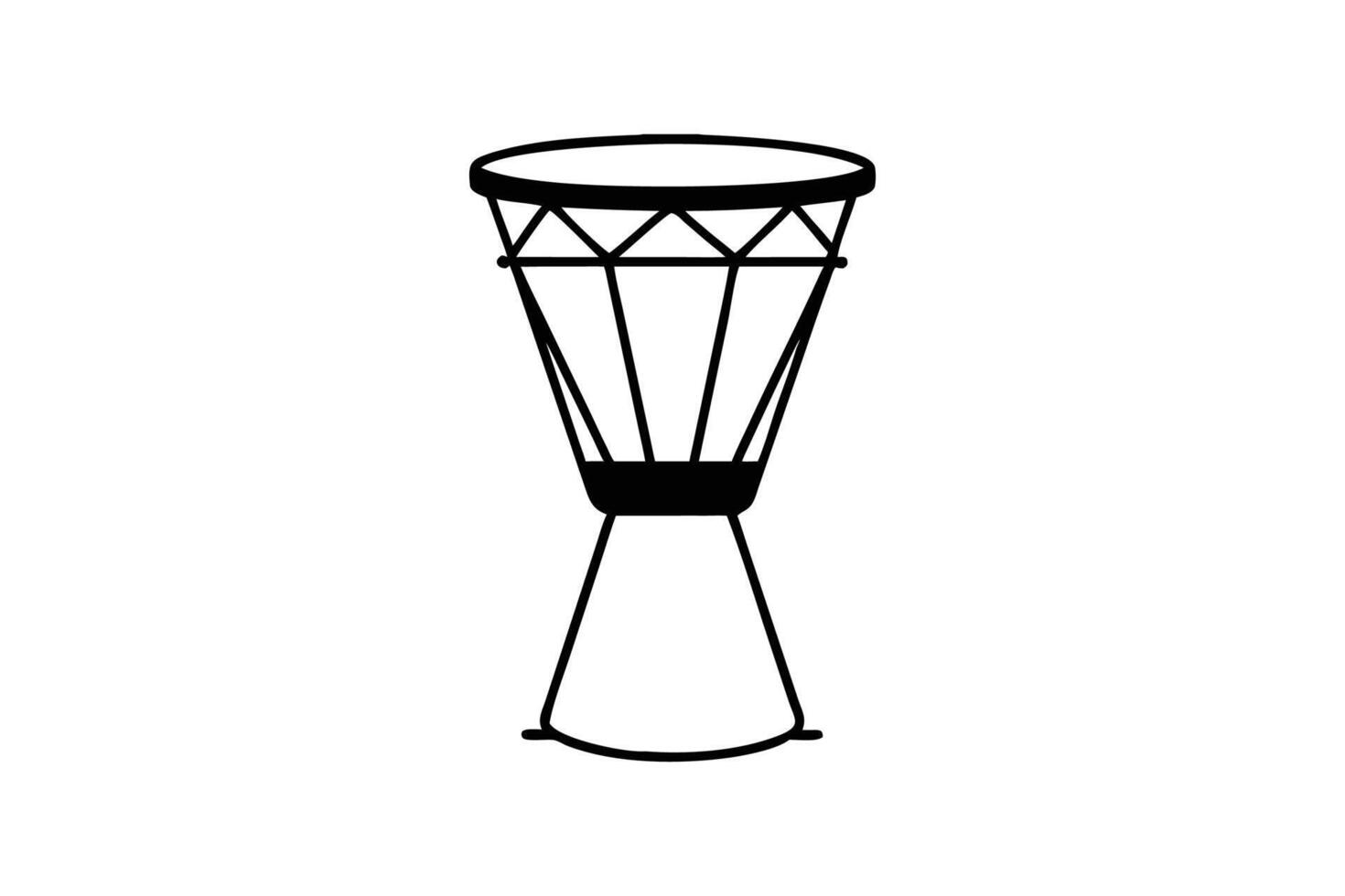 Striking Black and White Djembe Drum Illustration with Detailed Rope Design and Unique Silhouette Style silhouette This image features djembe drum vector