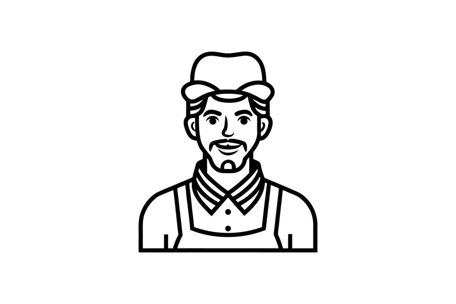 Line Art Illustration of a Man with a Hat and Apron Featuring Clean and Minimalist Design Style silhouette This image showcases vector