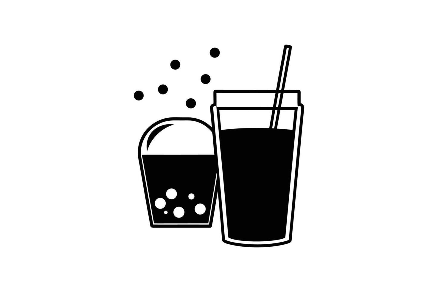 Refreshing Bubble Tea and Drink Illustration Featuring Black and White Silhouette Style for Modern Design Projects silhouette vector