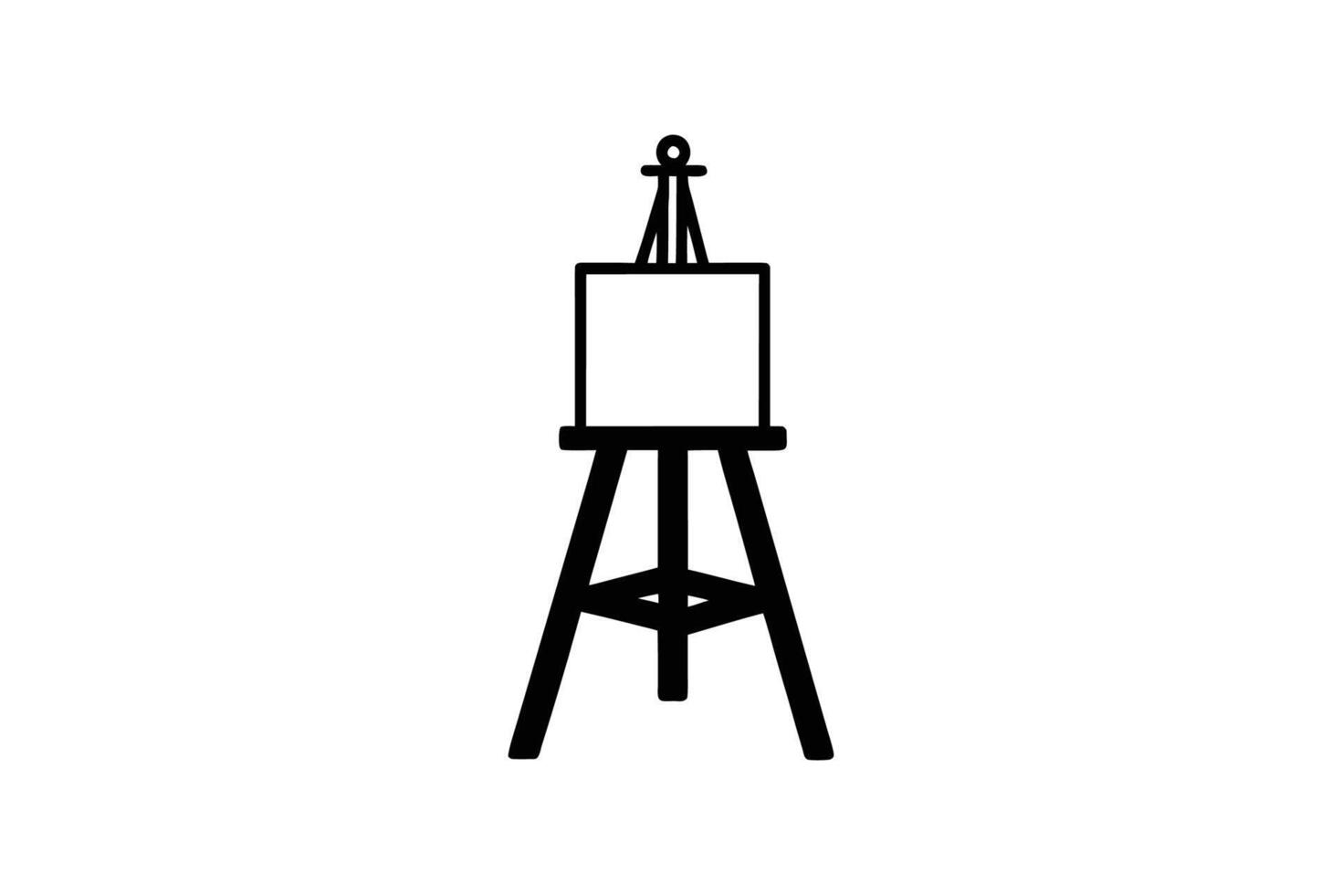 A black and white illustration of a easel with a canvas vector