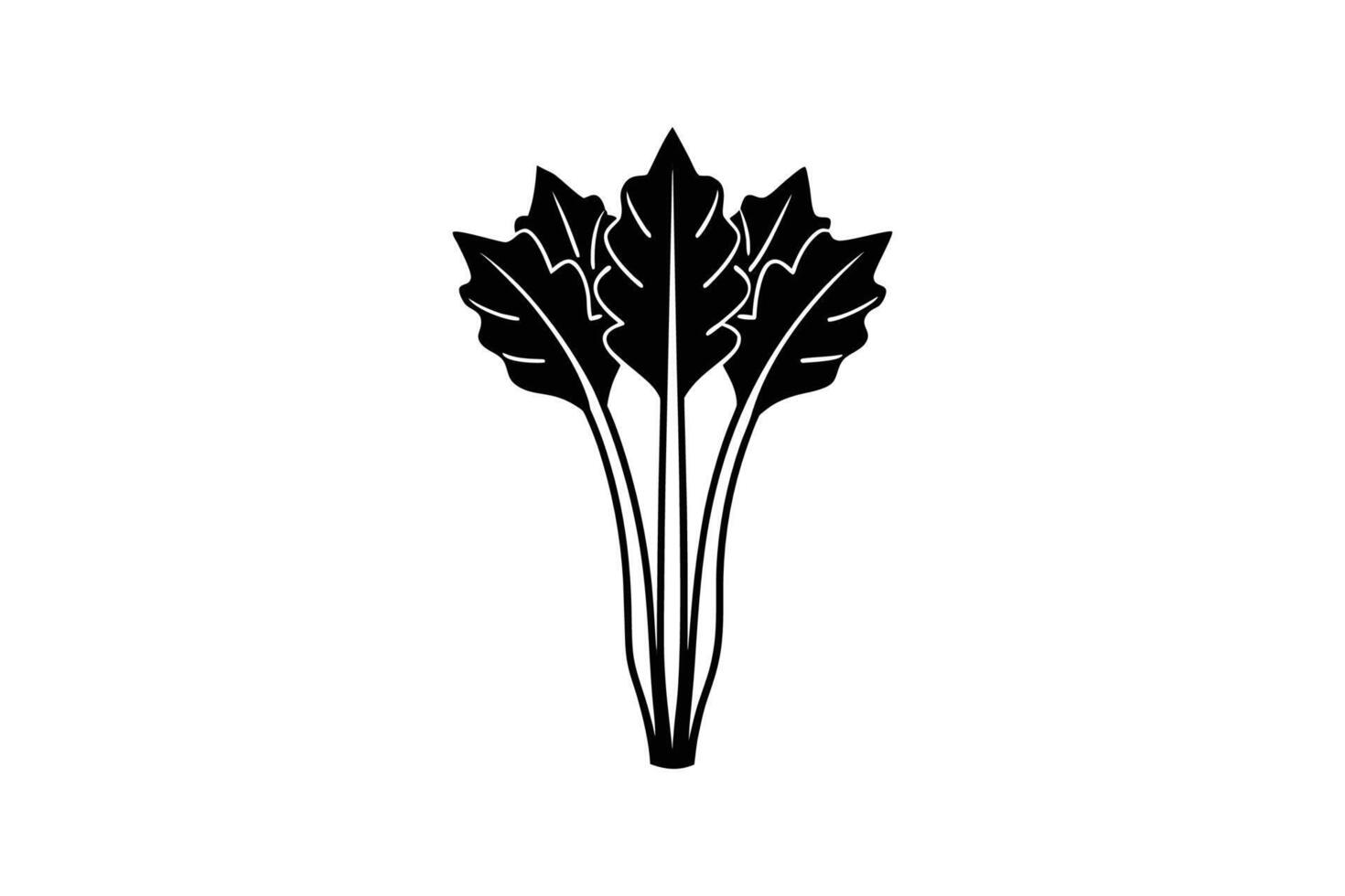 Elegant Beet Greens Illustration A Minimalist Design of Leafy Vegetables in Black and White Silhouette Style for Culinary and Botanical Projects silhouette This minimalist vector