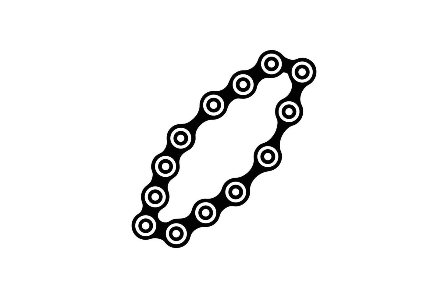 Detailed Black and White Bicycle Chain Illustration Depicting Interlocking Links and Circular Details Presented as a Clean and Striking Silhouette bicycle chain shown clean vector