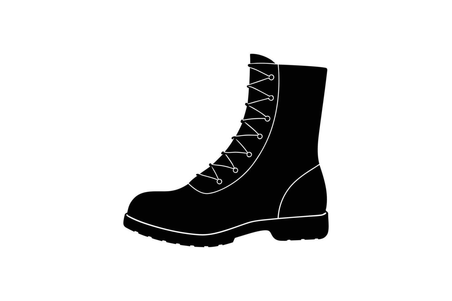 Isolated Black Military Style Boot with Laces a Symbol of Strength Preparedness and Durability Presented in a Striking Silhouette vector