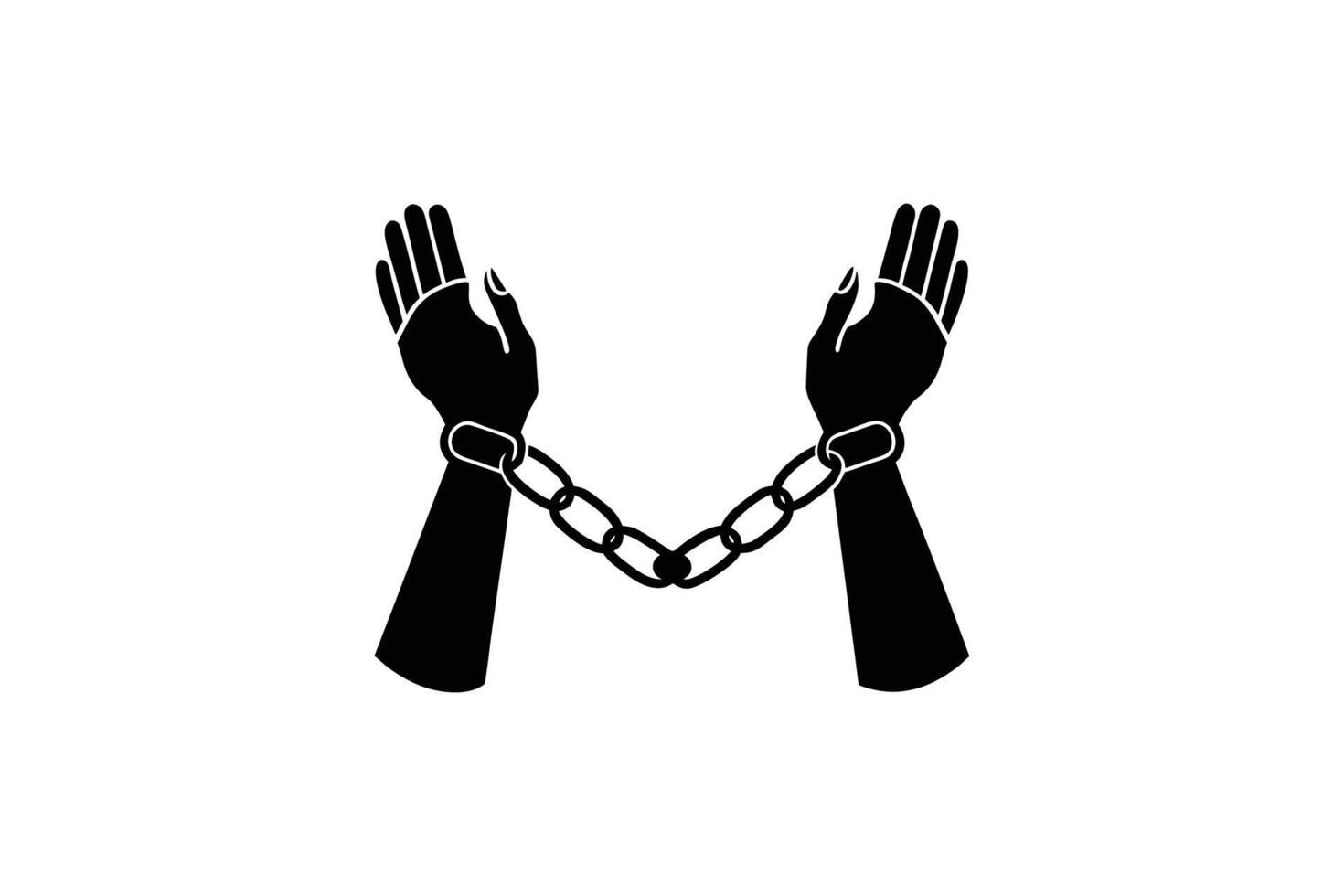Hands in Chains Symbolizing Freedom Liberation and Breaking Free from Oppression with a Strong and Evocative Silhouette vector