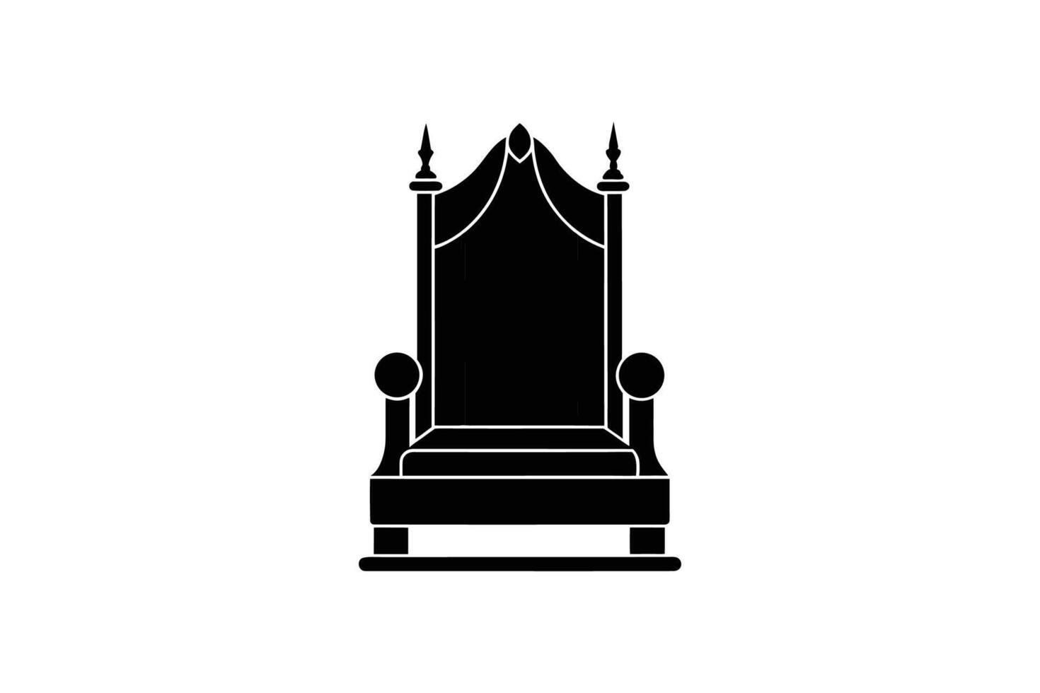 Majestic Throne Illustration Featuring a High Back and Armrests in a Bold Black Silhouette Style vector
