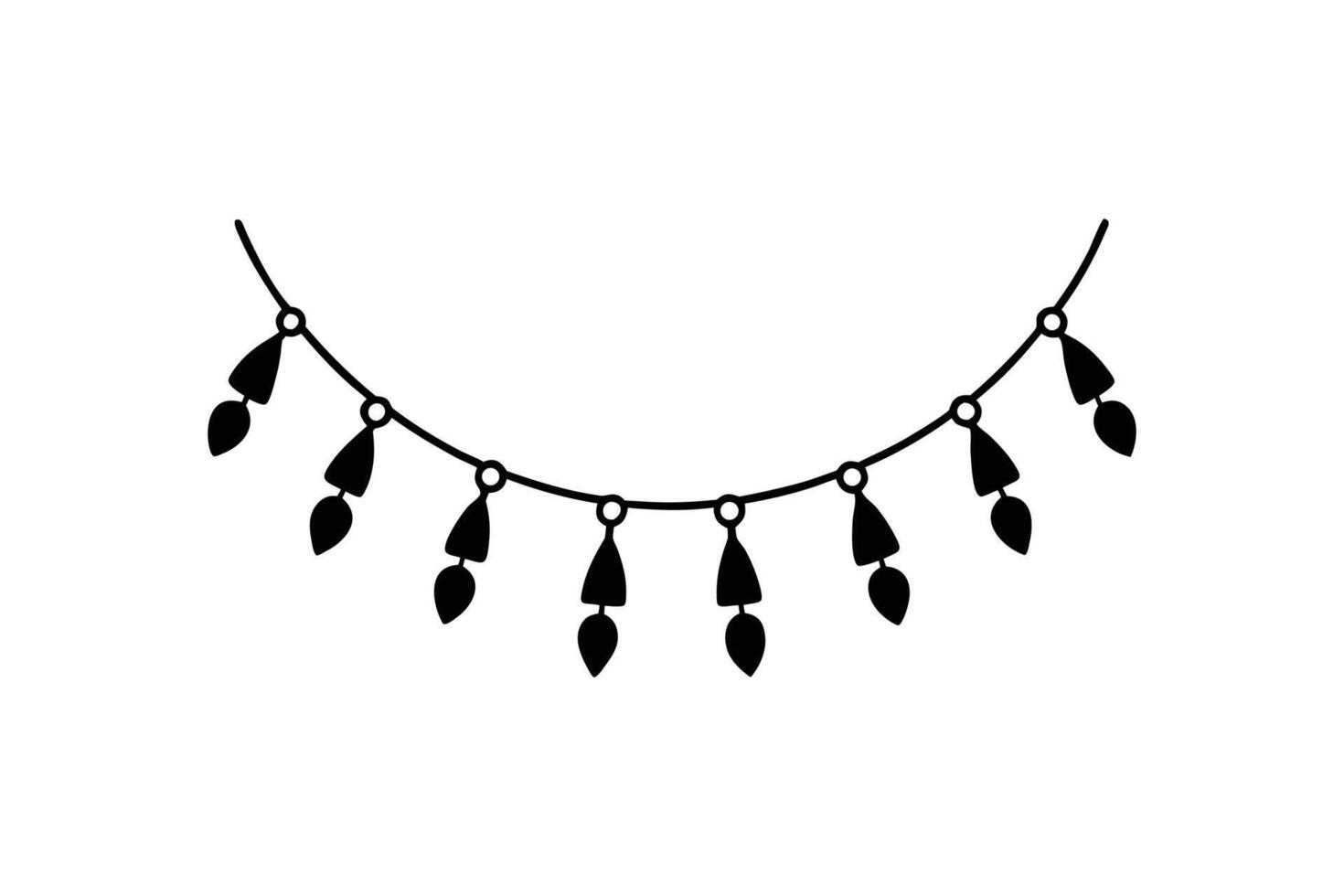 Elegant Decorative Garland with Geometric Pendants Hanging from a Delicate String Presented in a Striking Silhouette simple garland featuring geometric pendants shown vector