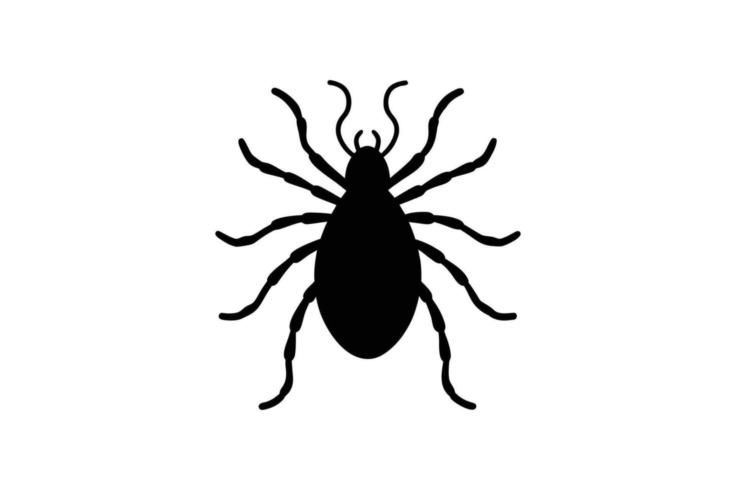 Black Tick Silhouette on White Background Illustration of Parasite Dangerous Insect Lyme Disease Carrier Ixodes Silhouette vector