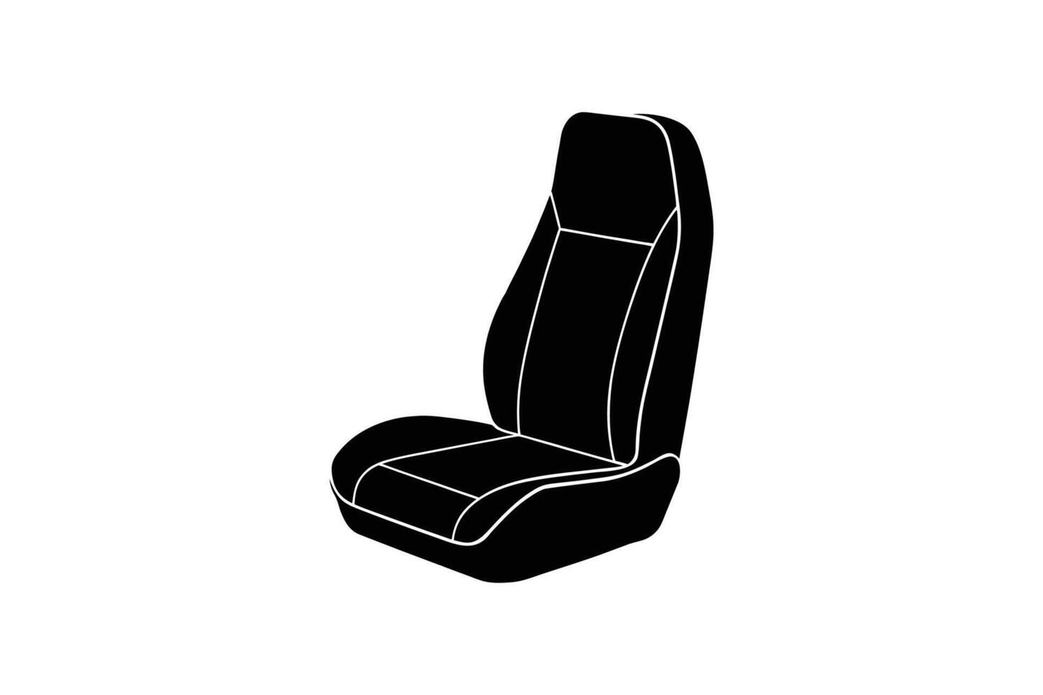 Car Seat Silhouette Illustration Automotive Interior Design Element Vehicle Seating Black and White Graphic Modern Car Seat Style Isolated Illustration Silhouette vector