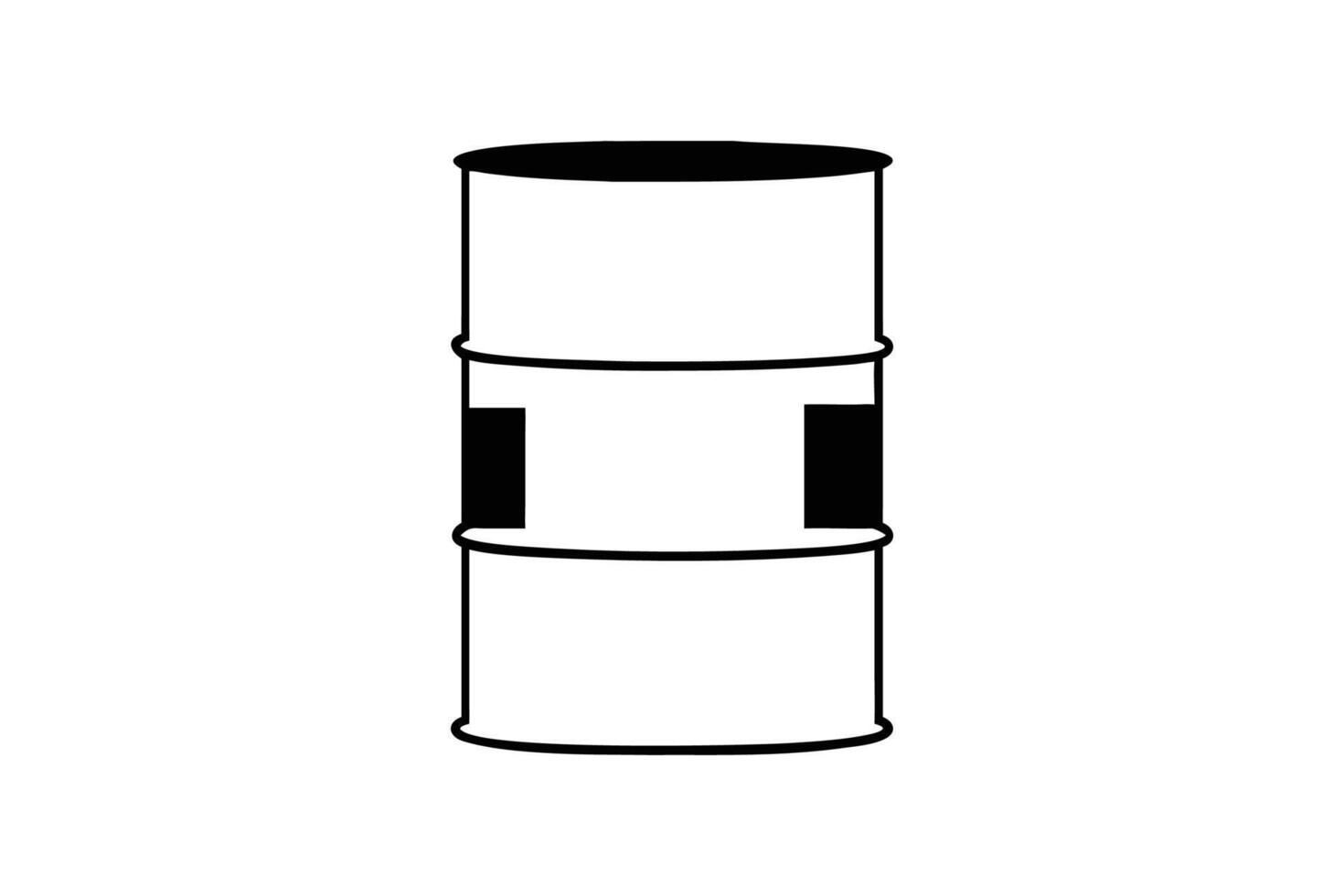 Isolated Metal Drum Illustration Featuring Black Bands and Handles Set Against a White Background Presented as a Silhouette This image features vector