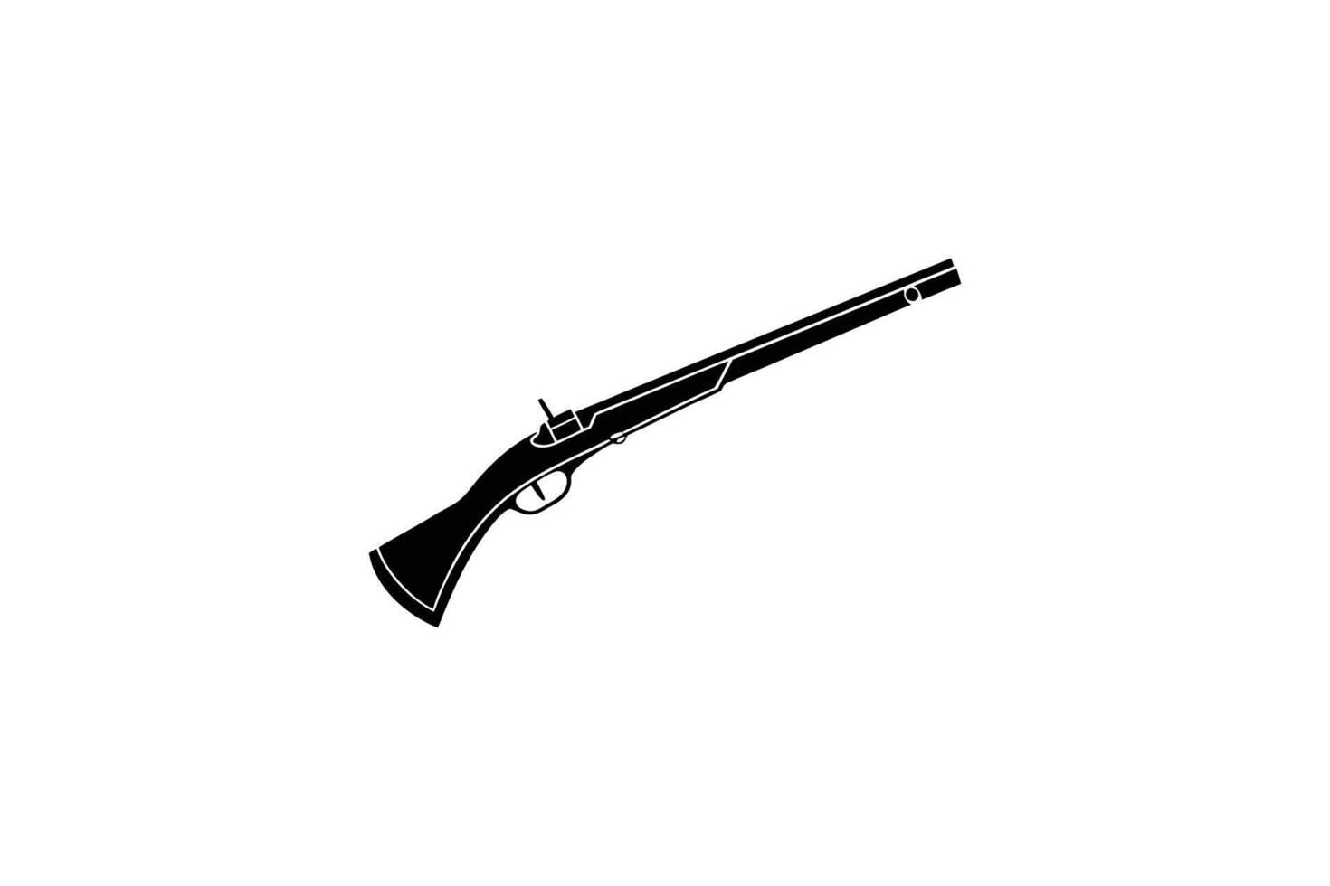 Antique Flintlock Musket Illustration Black Powder Firearm Depicted in Detailed Silhouette Style Isolated on White Background for Historical or Decorative Purposes silhouette vector