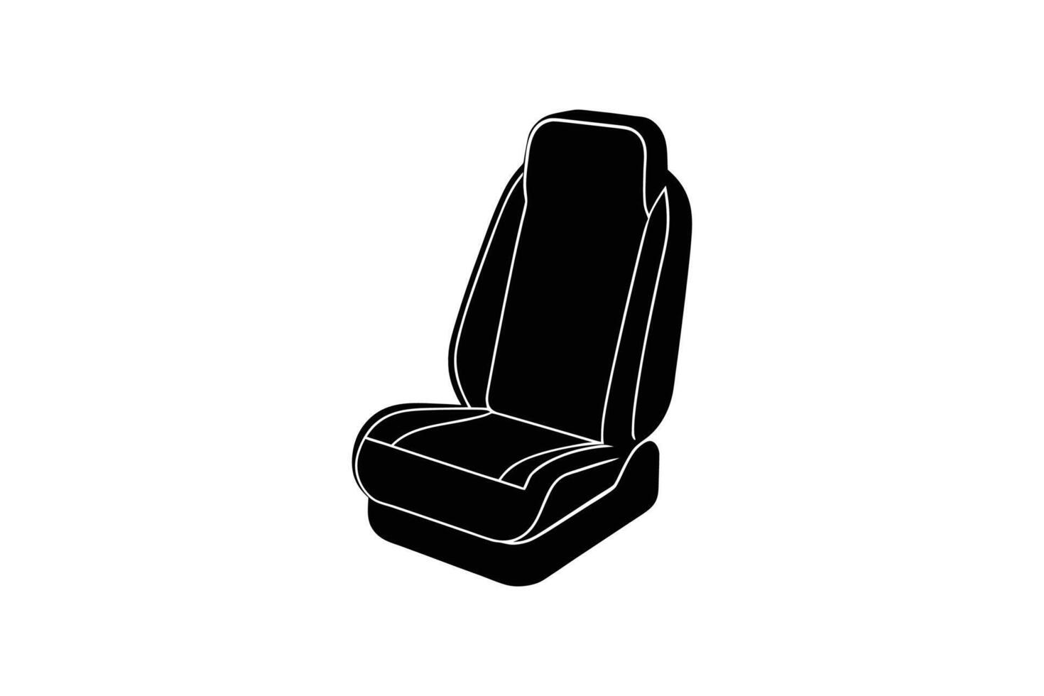 Car Seat Illustration Automotive Interior Component in Black and White Isolated on White Background Minimalist Silhouette Style silhouette vector