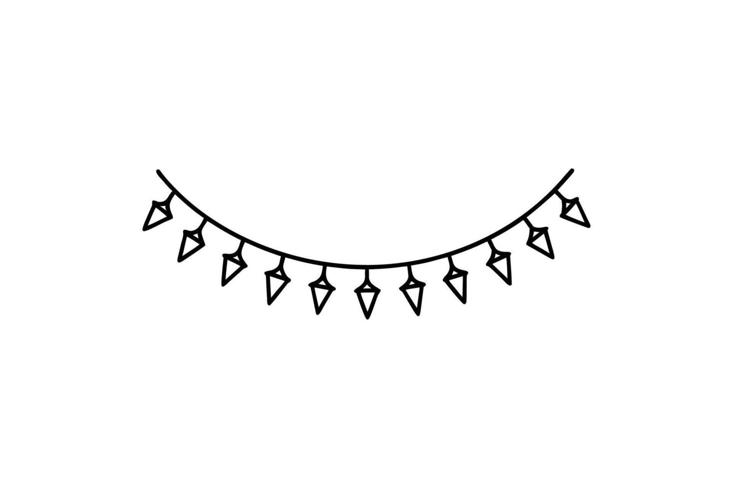 Festive Diamond Shaped Party Lights Hanging in a Semicircle Garland Perfect for Celebrations and Decorations Silhouette silhouette style illustration hanging diamond shaped vector