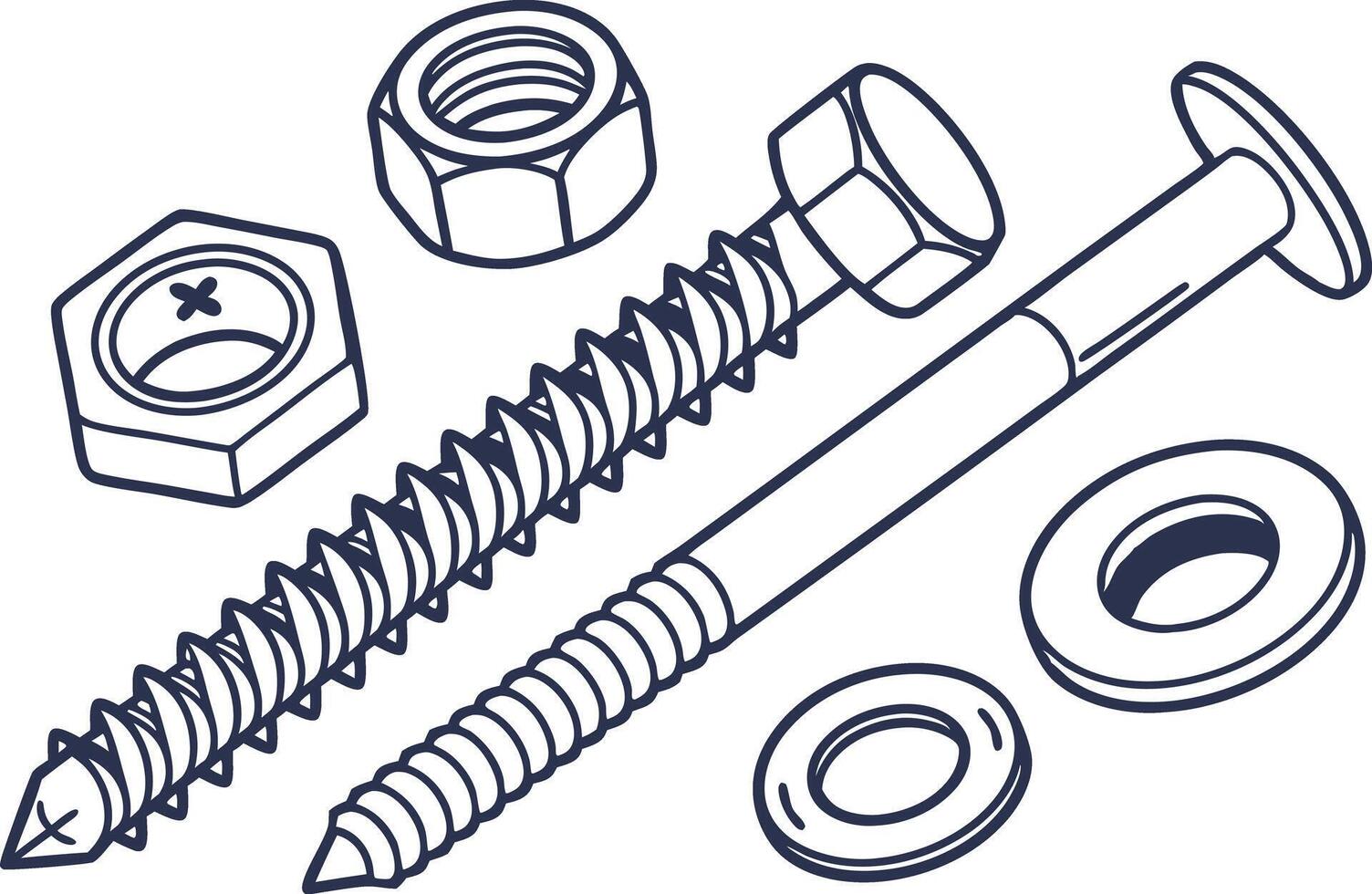 Unique Nuts Bolts and Fasteners Artwork Perfect for Industrial Campaigns and Repair Projects vector