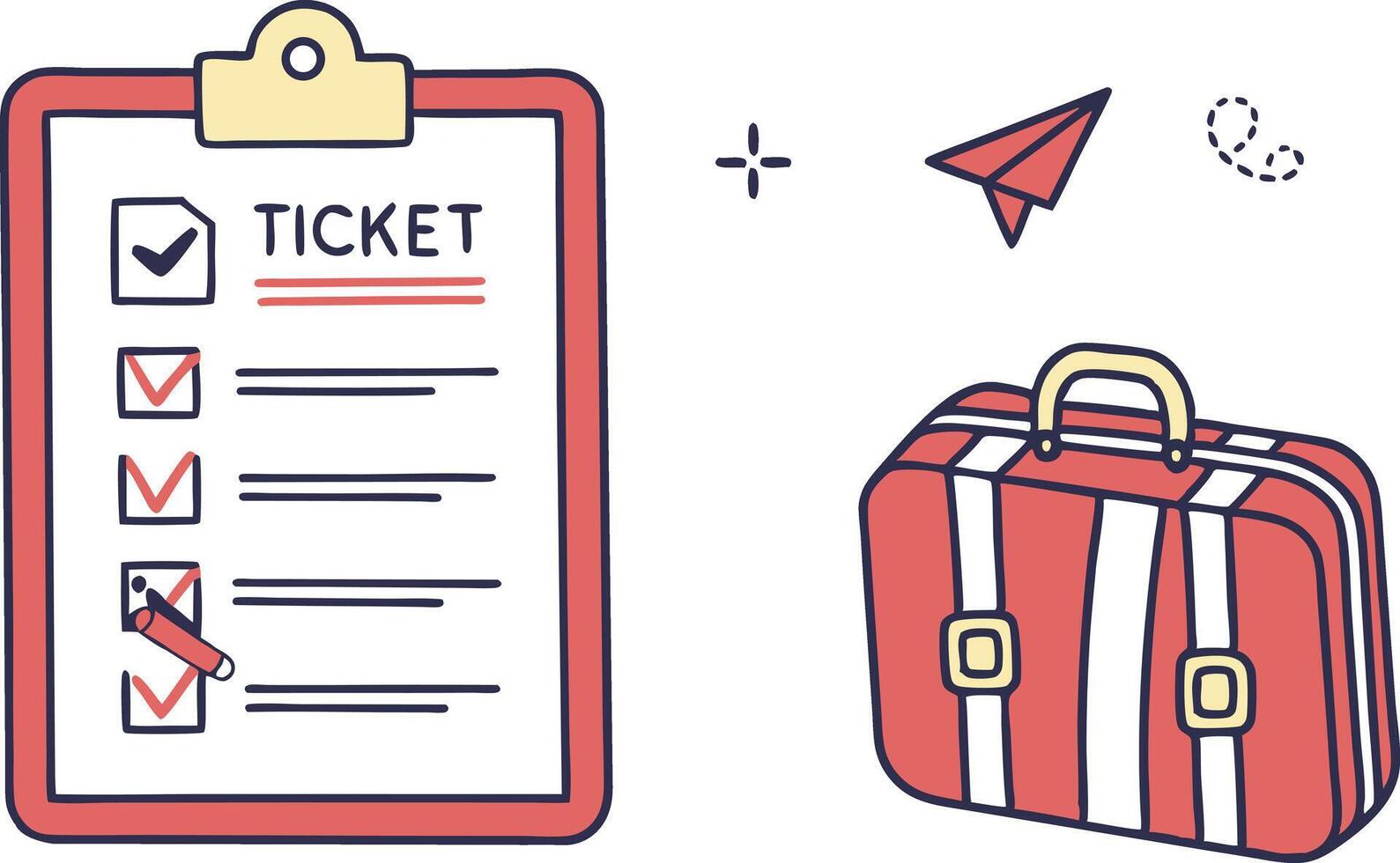Artistic Travel Planning and Checklist Design Depicting Packing Essentials and Itinerary Ideas vector