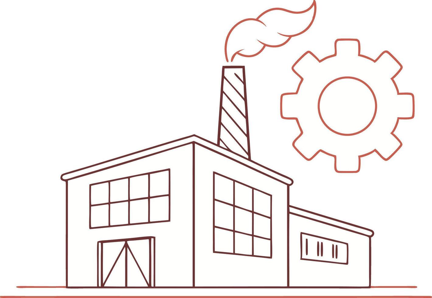 Factory Building with Colorful Style Depicting Workplaces and Industrial Revolution Themes vector
