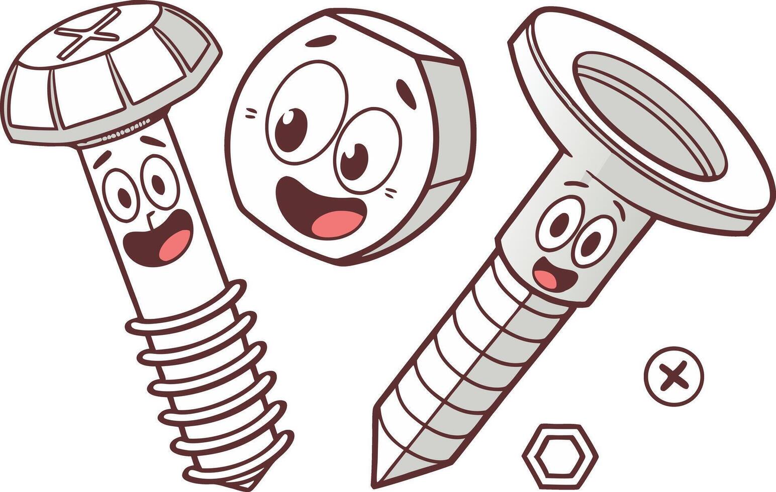 Artistic Nuts Bolts and Fasteners Illustration Depicting Mechanical Parts and Engineering Ideas vector