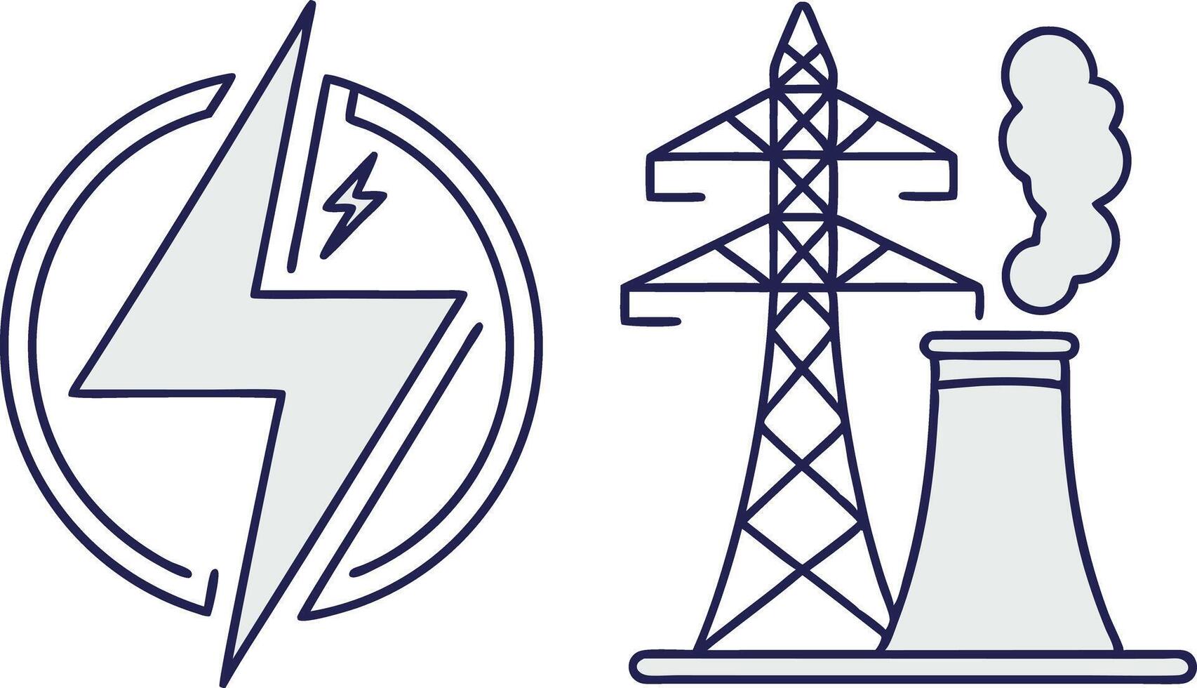 Creative Energy and Power Plant Design Highlighting Green Energy and Industrial Production vector