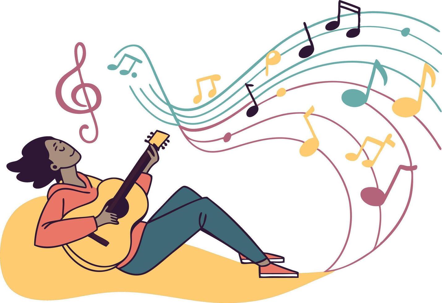 Artistic Playing Musical Instruments Illustration Depicting Music Lovers and Live Performance Themes vector