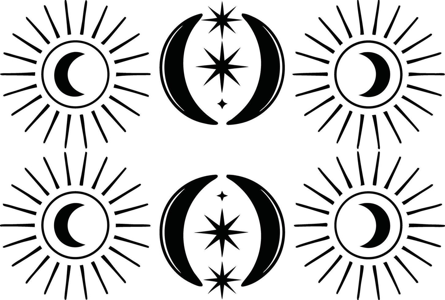 Mystical Moon and Stars Collection Featuring Magical Celestial and Night Sky Elements vector
