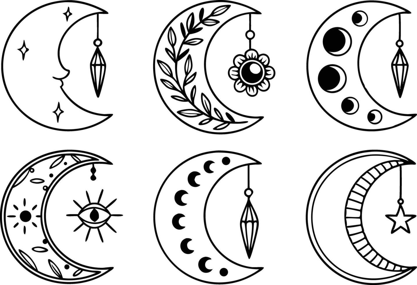 Creative Mystic Moon Artwork Highlighting Spiritual Astrology and Lunar Phases vector