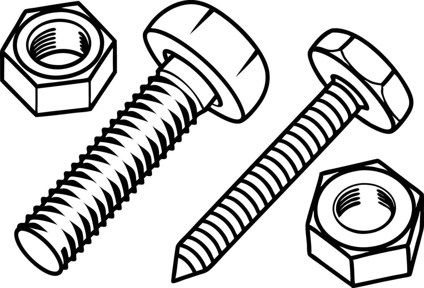 Nuts Bolts and Fasteners Illustration Featuring Industrial Hardware and Assembly Concepts vector
