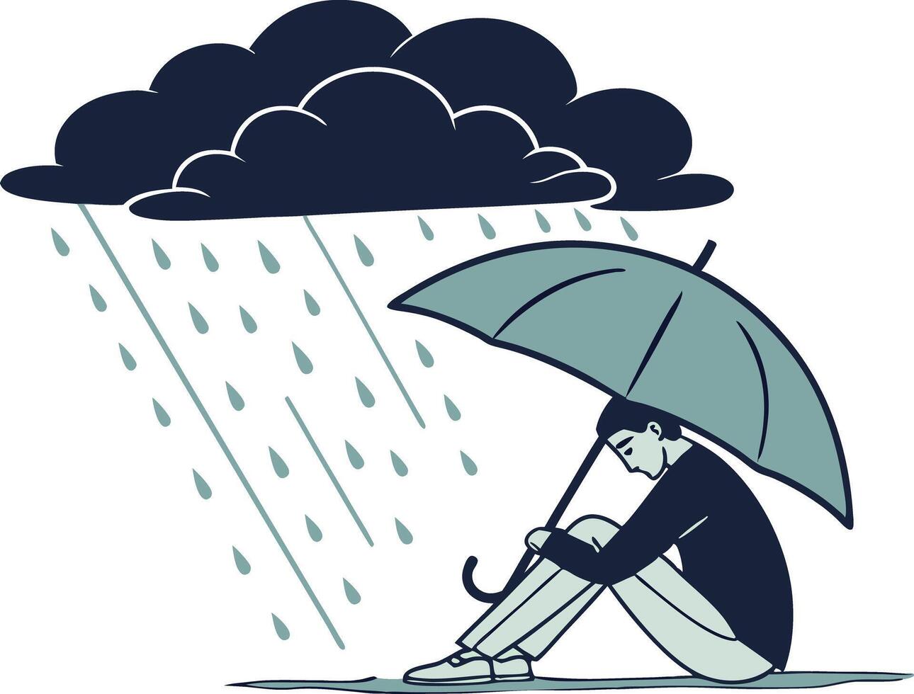 Artistic Sadness and Depression Illustration Showcasing Emotional Distress and Psychological Issues vector