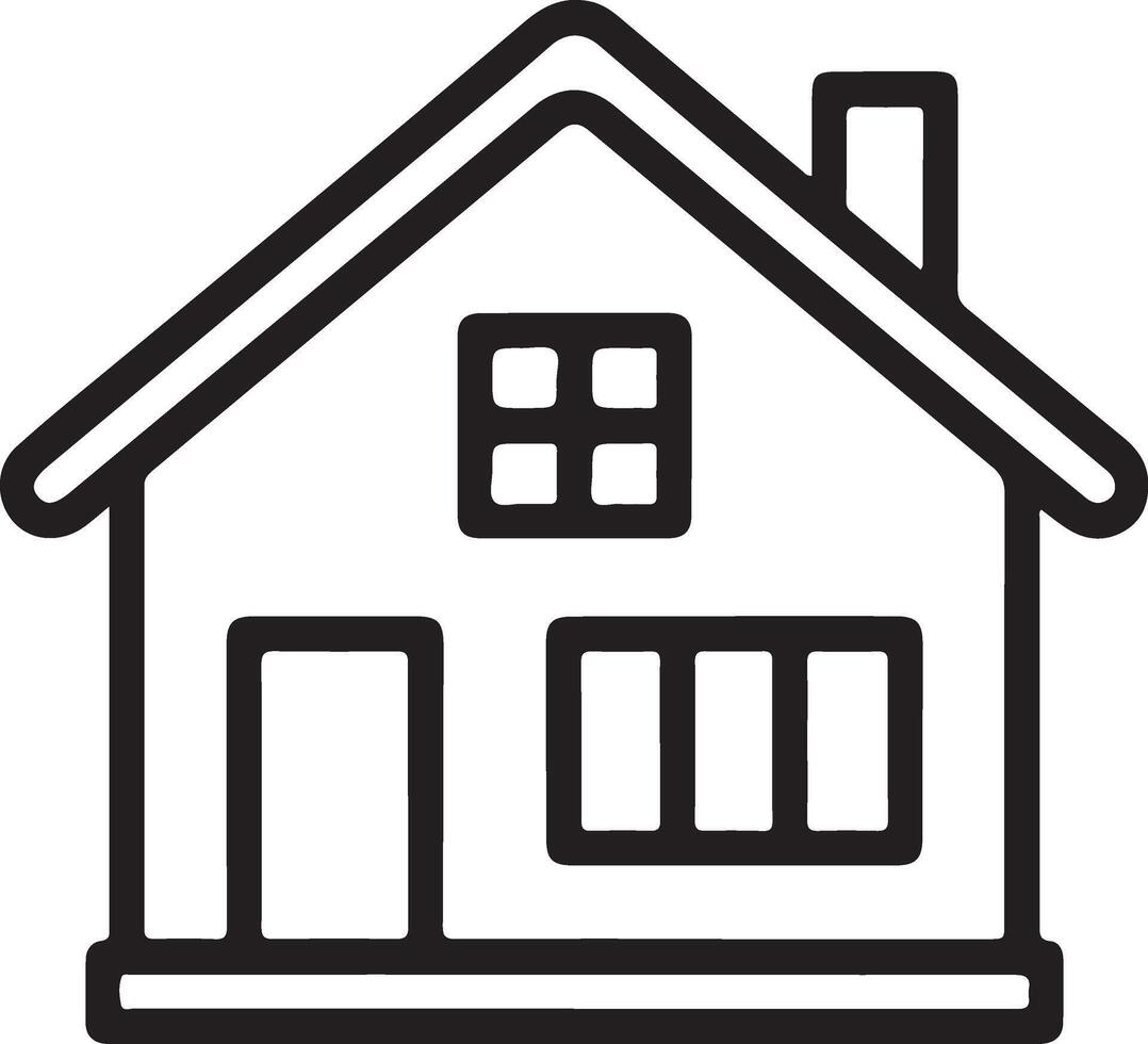 Black Outline House Icon Simple Home Symbol Illustration Single Family Residence Graphic Element Residential Building Representation Design vector