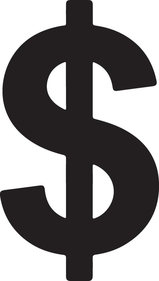 Black Bold Flat U S Dollar Sign Symbol Isolated on White Background Simple Monochrome Currency Icon Graphic Design Element vector