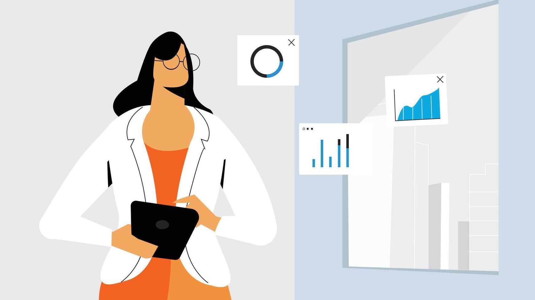 Professional Analyzing Data on a Smartphone vector